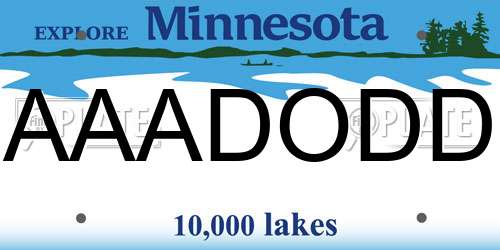 AAADODD Minnesota License Plate