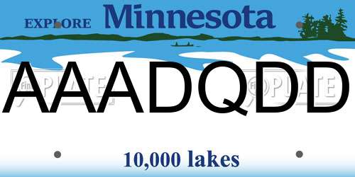 AAADQDD Minnesota License Plate