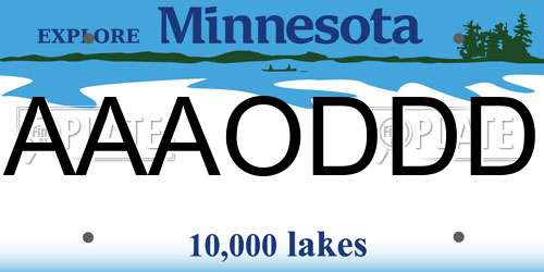 AAAODDD Minnesota License Plate