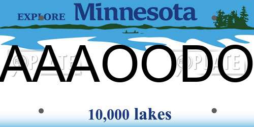 AAAOODO Minnesota License Plate