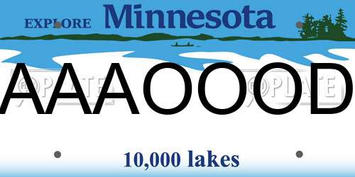 AAAOOOD Minnesota License Plate