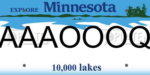AAAOOOQ Minnesota License Plate