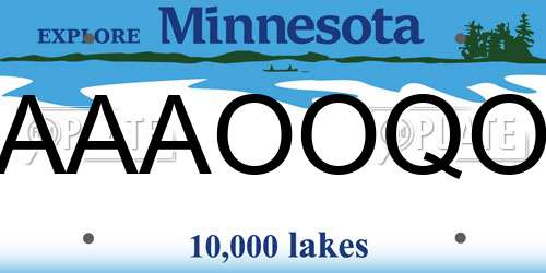 AAAOOQO Minnesota License Plate