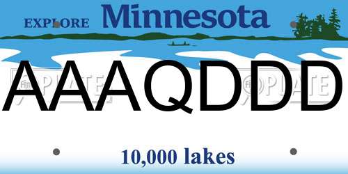 AAAQDDD Minnesota License Plate