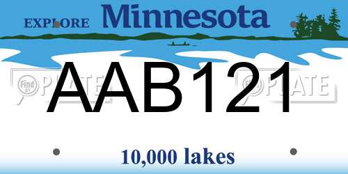 AAB121 Minnesota License Plate