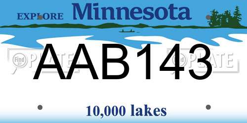 AAB143 Minnesota License Plate
