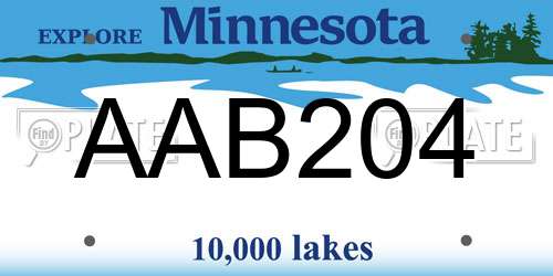 AAB204 Minnesota License Plate