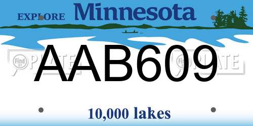 AAB609 Minnesota License Plate