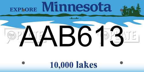 AAB613 Minnesota License Plate