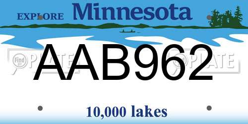 AAB962 Minnesota License Plate