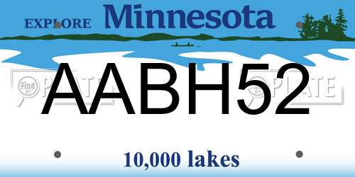 AABH52 Minnesota License Plate