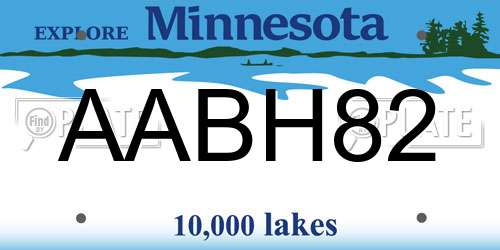 AABH82 Minnesota License Plate
