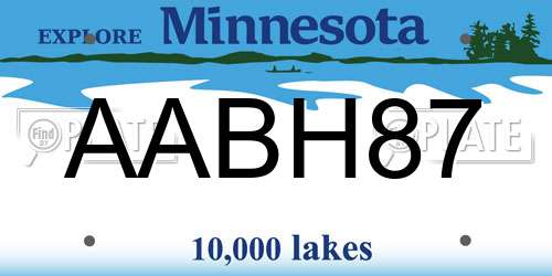 AABH87 Minnesota License Plate