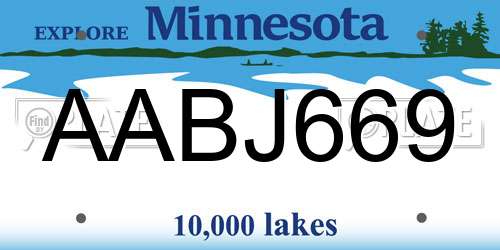 AABJ669 Minnesota License Plate