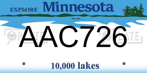 AAC726 Minnesota License Plate