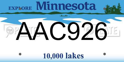 AAC926 Minnesota License Plate