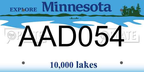 AAD054 Minnesota License Plate