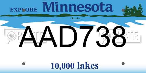 AAD738 Minnesota License Plate