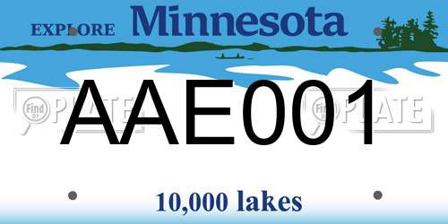 AAE001 Minnesota License Plate