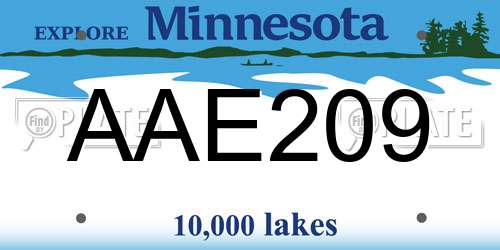 AAE209 Minnesota License Plate