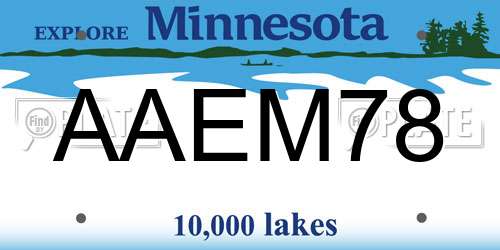 AAEM78 Minnesota License Plate