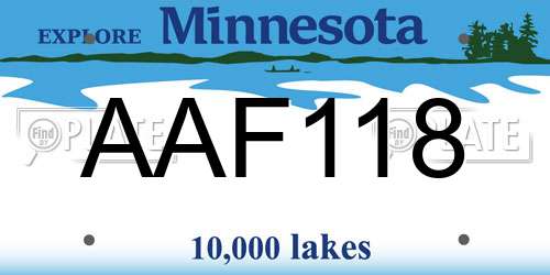 AAF118 Minnesota License Plate
