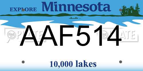 AAF514 Minnesota License Plate