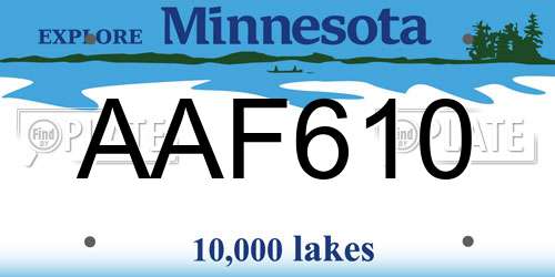 AAF610 Minnesota License Plate