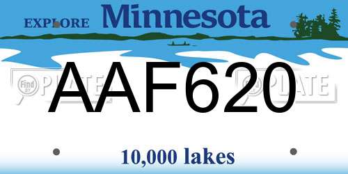 AAF620 Minnesota License Plate