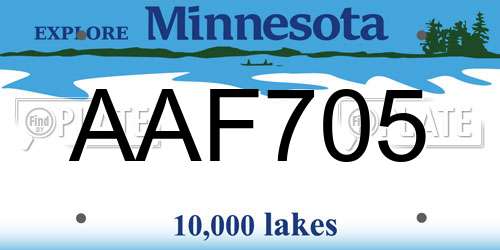 AAF705 Minnesota License Plate