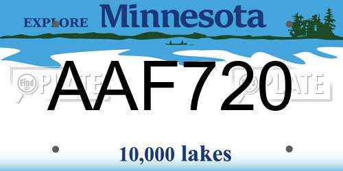 AAF720 Minnesota License Plate