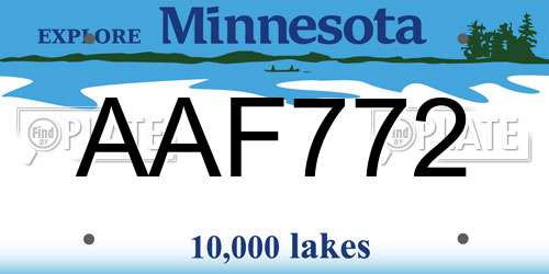 AAF772 Minnesota License Plate