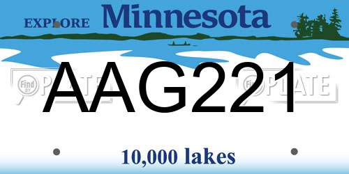 AAG221 Minnesota License Plate