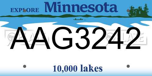 AAG3242 Minnesota License Plate