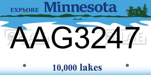 AAG3247 Minnesota License Plate