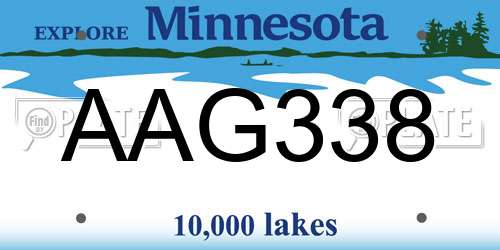 AAG338 Minnesota License Plate