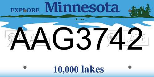 AAG3742 Minnesota License Plate