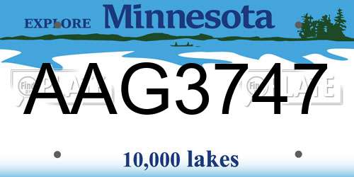 AAG3747 Minnesota License Plate