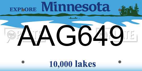 AAG649 Minnesota License Plate