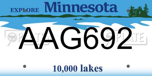 AAG692 Minnesota License Plate