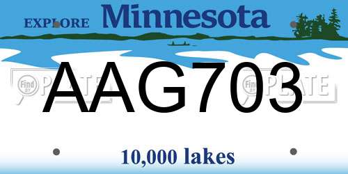 AAG703 Minnesota License Plate