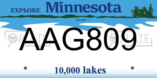 AAG809 Minnesota License Plate