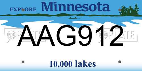 AAG912 Minnesota License Plate