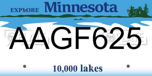 AAGF625 Minnesota License Plate