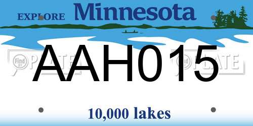 AAH015 Minnesota License Plate