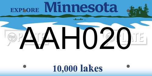 AAH020 Minnesota License Plate