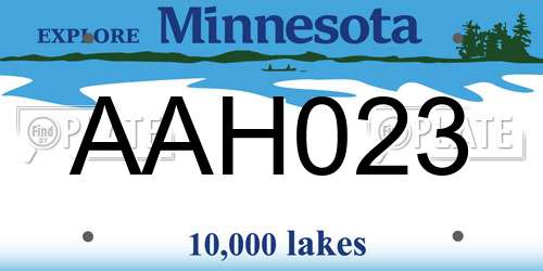 AAH023 Minnesota License Plate