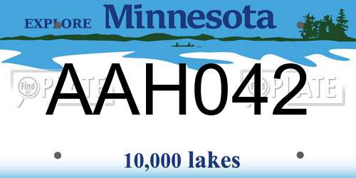 AAH042 Minnesota License Plate