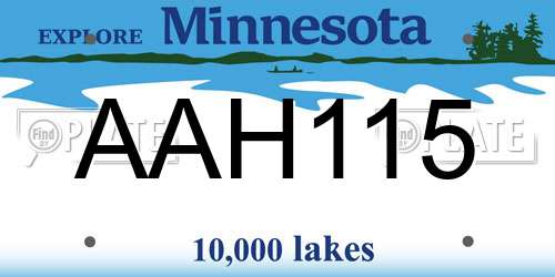 AAH115 Minnesota License Plate
