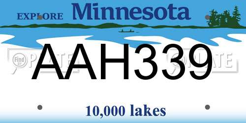 AAH339 Minnesota License Plate